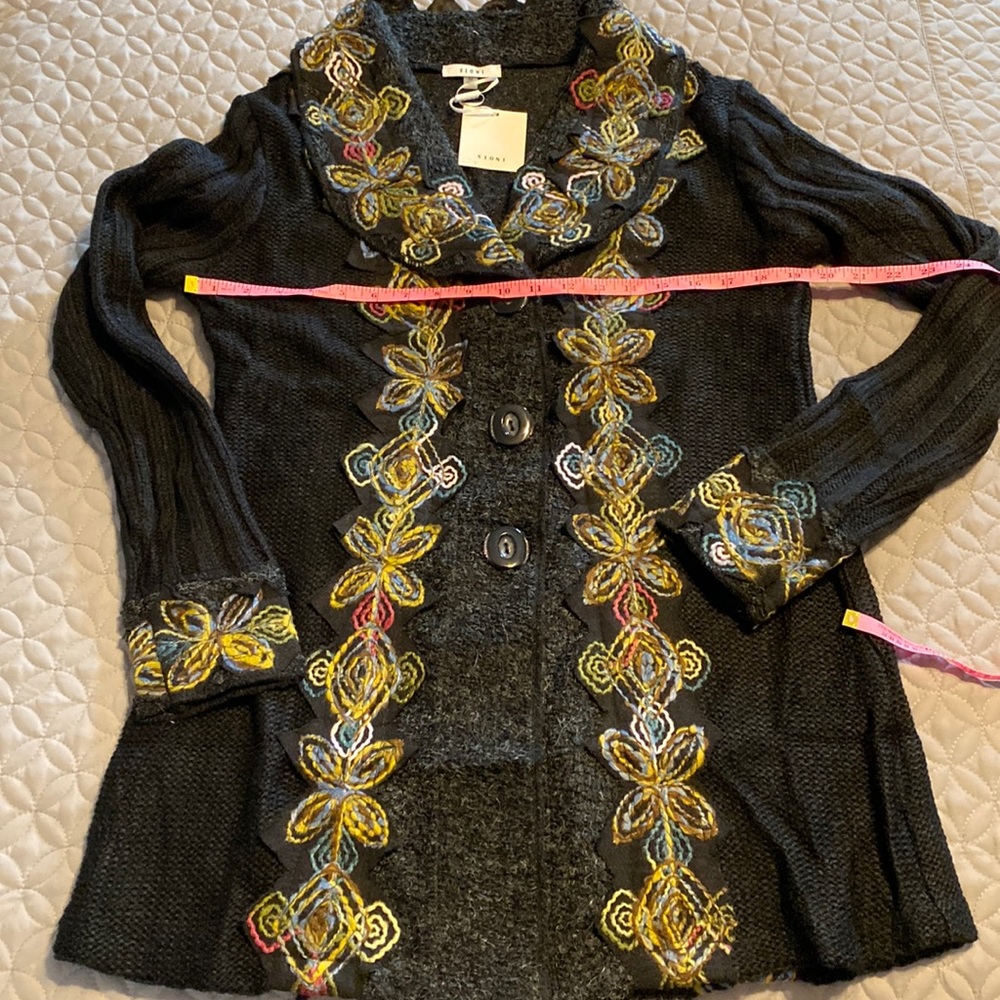 Sioni Coatigan Mixed Media Sweater Jacket medium